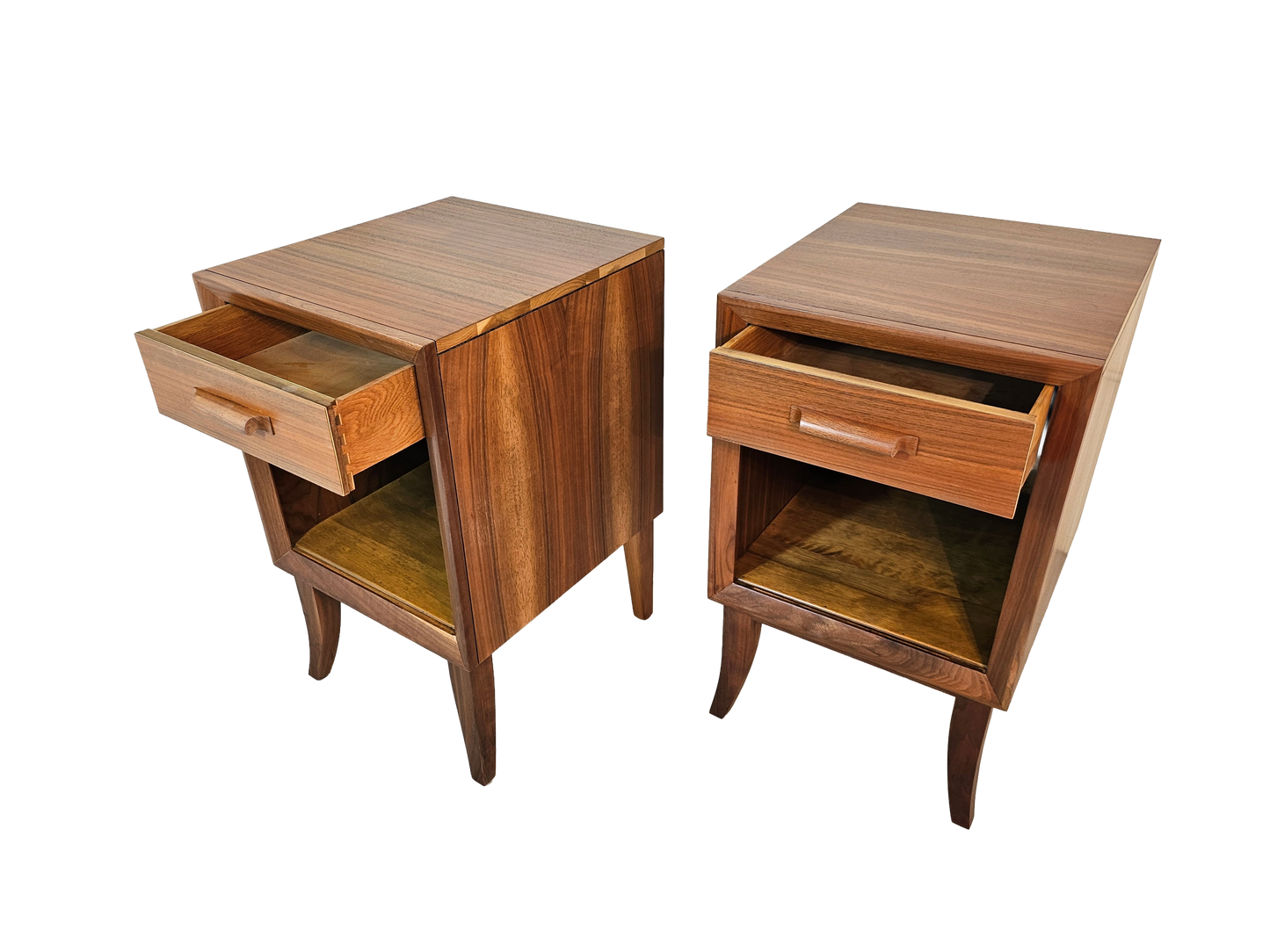 Pair of Mid-Century Walnut Nightstands | Vintage 1960s