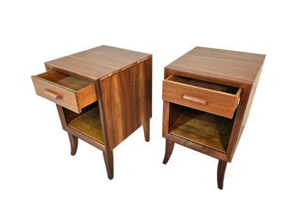 Pair of Mid-Century Walnut Nightstands | Vintage 1960s