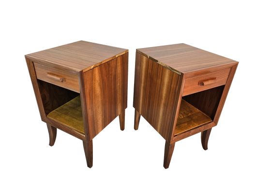 Pair of Mid-Century Walnut Nightstands | Vintage 1960s