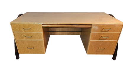 Art Deco Desk Attributed to Peter Muny | Bird’s-Eye Maple, 1990s