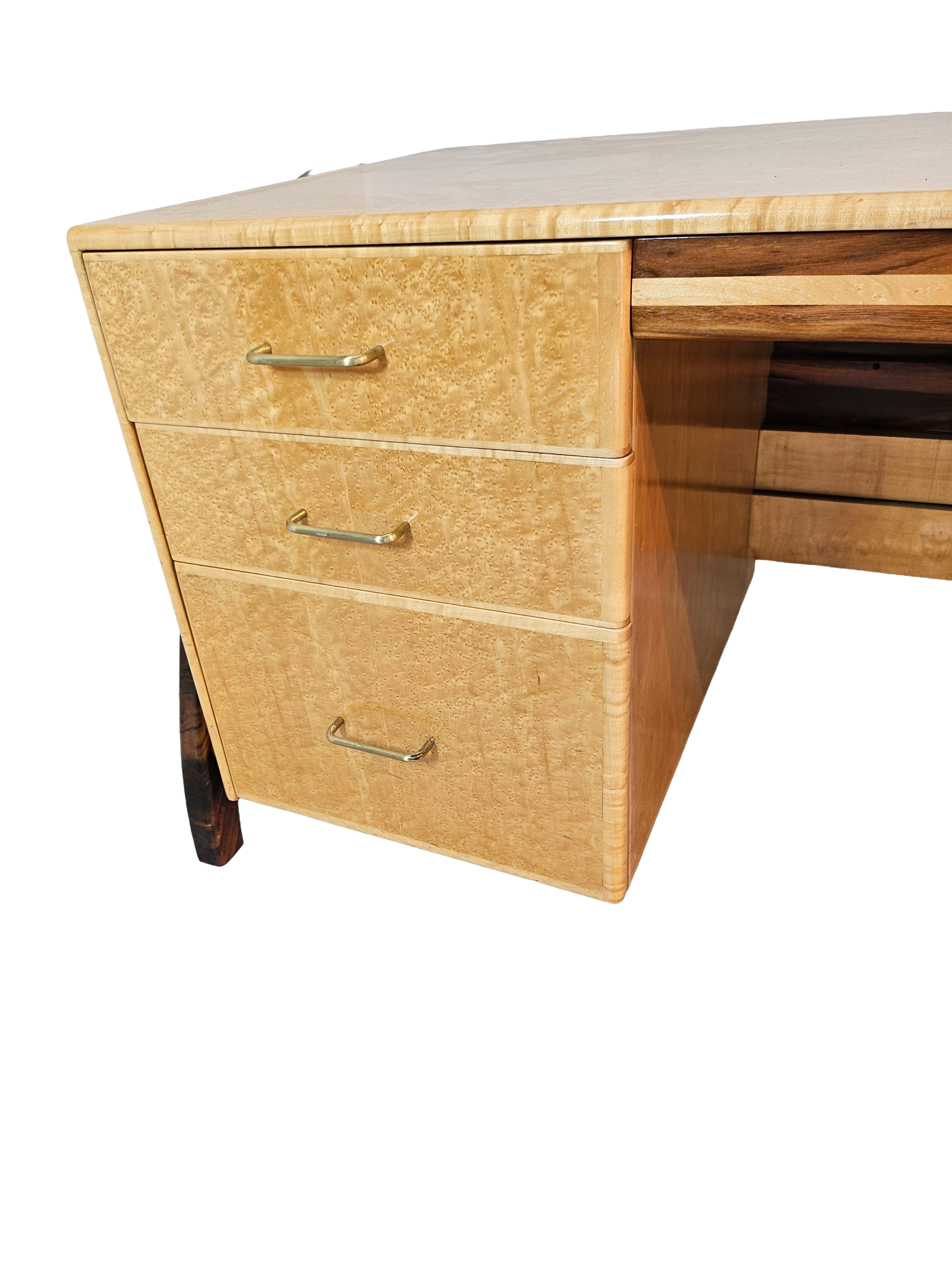 Art Deco Desk Attributed to Peter Muny | Bird’s-Eye Maple, 1990s