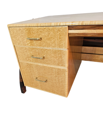 Art Deco Desk Attributed to Peter Muny | Bird’s-Eye Maple, 1990s
