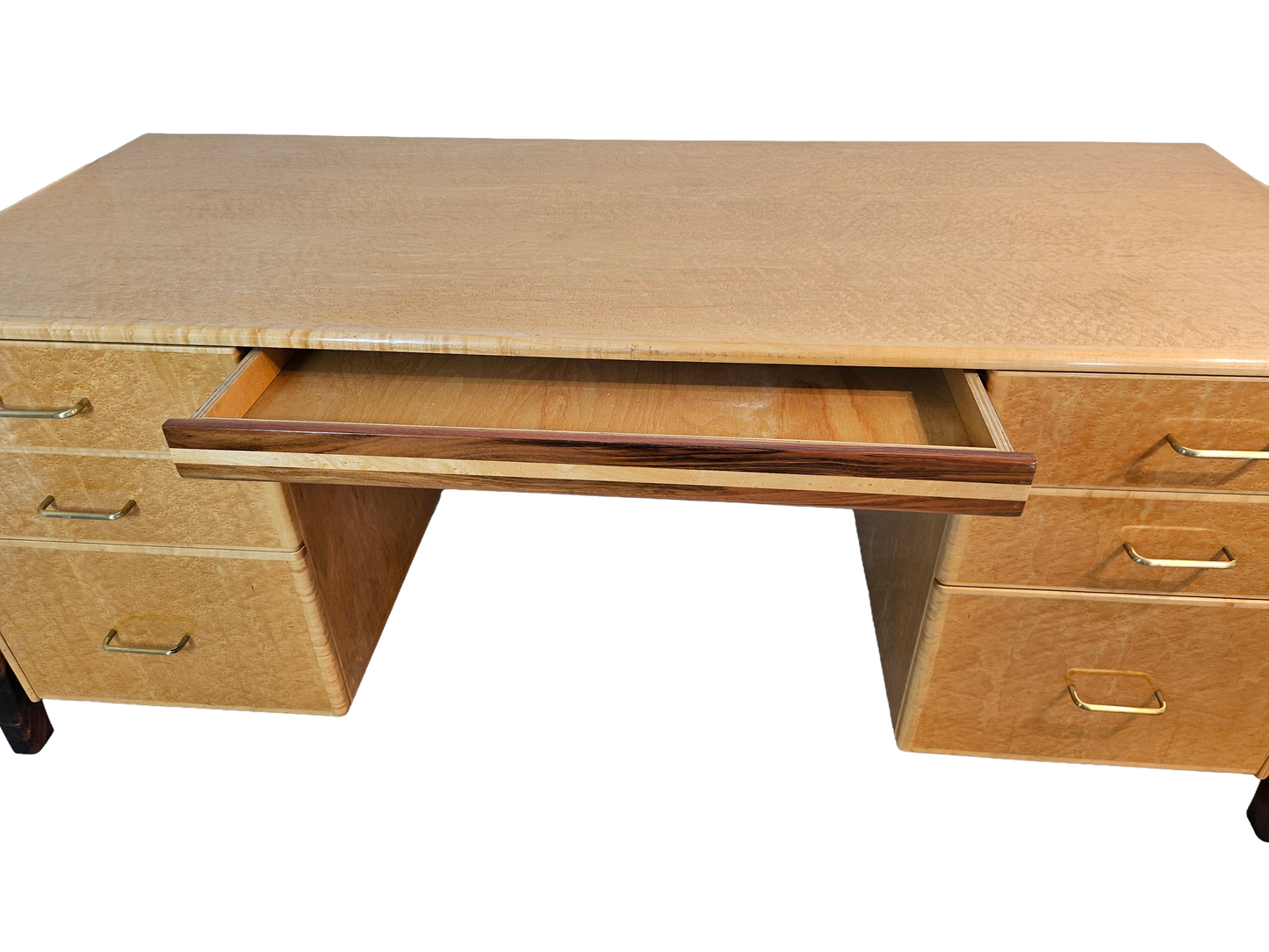 Art Deco Desk Attributed to Peter Muny | Bird’s-Eye Maple, 1990s