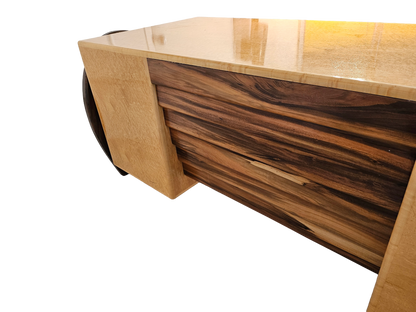 Art Deco Desk Attributed to Peter Muny | Bird’s-Eye Maple, 1990s