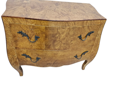 Pair of Italian Bombe-Style Burl Wood Nightstands | Circa 1970s