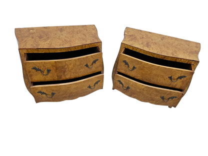 Pair of Italian Bombe-Style Burl Wood Nightstands | Circa 1970s