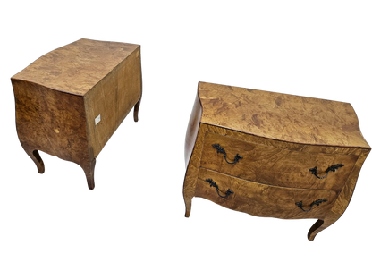 Pair of Italian Bombe-Style Burl Wood Nightstands | Circa 1970s