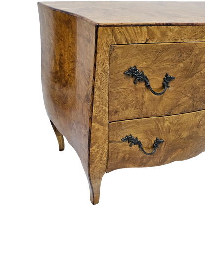 Pair of Italian Bombe-Style Burl Wood Nightstands | Circa 1970s