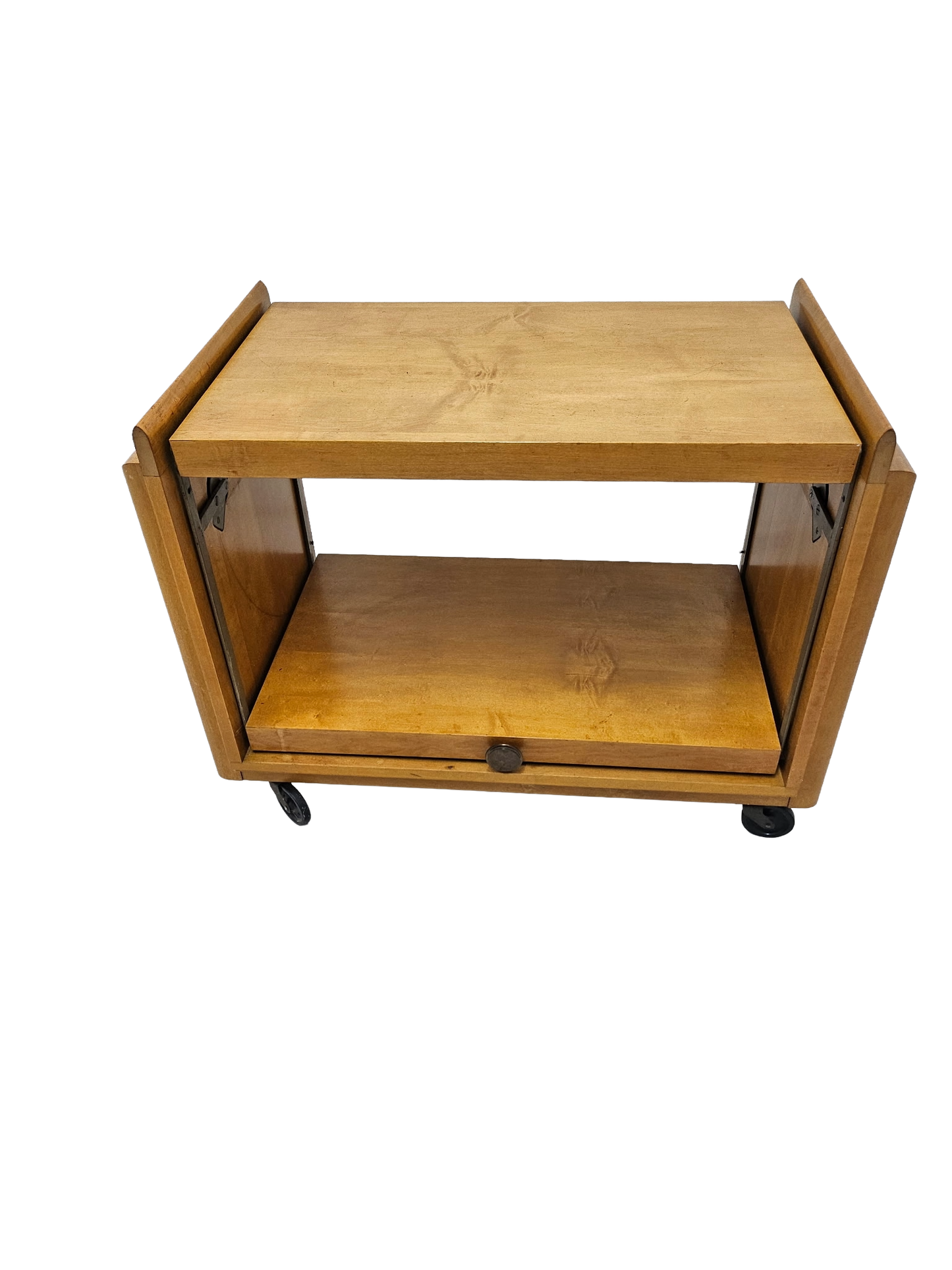 Mid-Century Modern Expandable Bar Cart Attributed to John Keal for Brown Saltman, Maple, 1950s