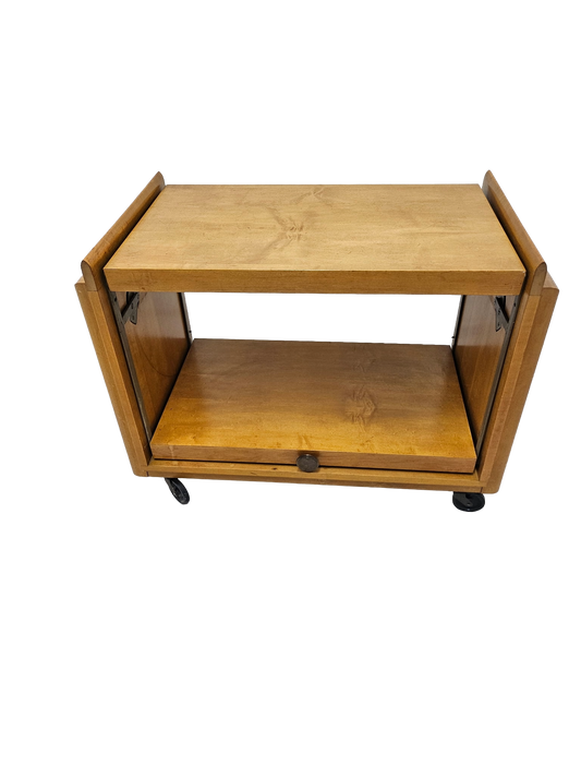 Mid-Century Modern Expandable Bar Cart Attributed to John Keal for Brown Saltman, Maple, 1950s