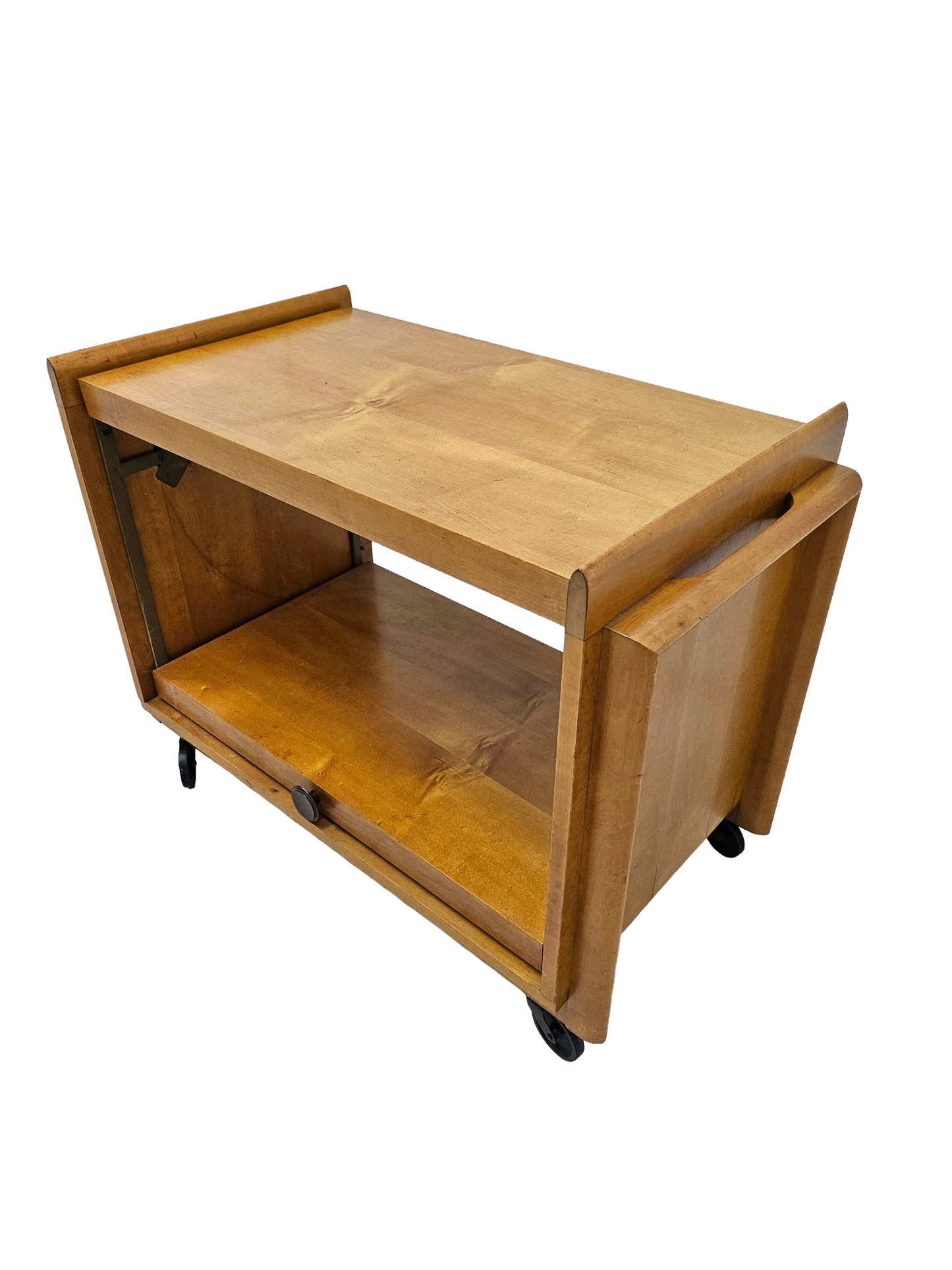 Mid-Century Modern Expandable Bar Cart Attributed to John Keal for Brown Saltman, Maple, 1950s
