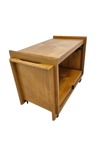Mid-Century Modern Expandable Bar Cart Attributed to John Keal for Brown Saltman, Maple, 1950s