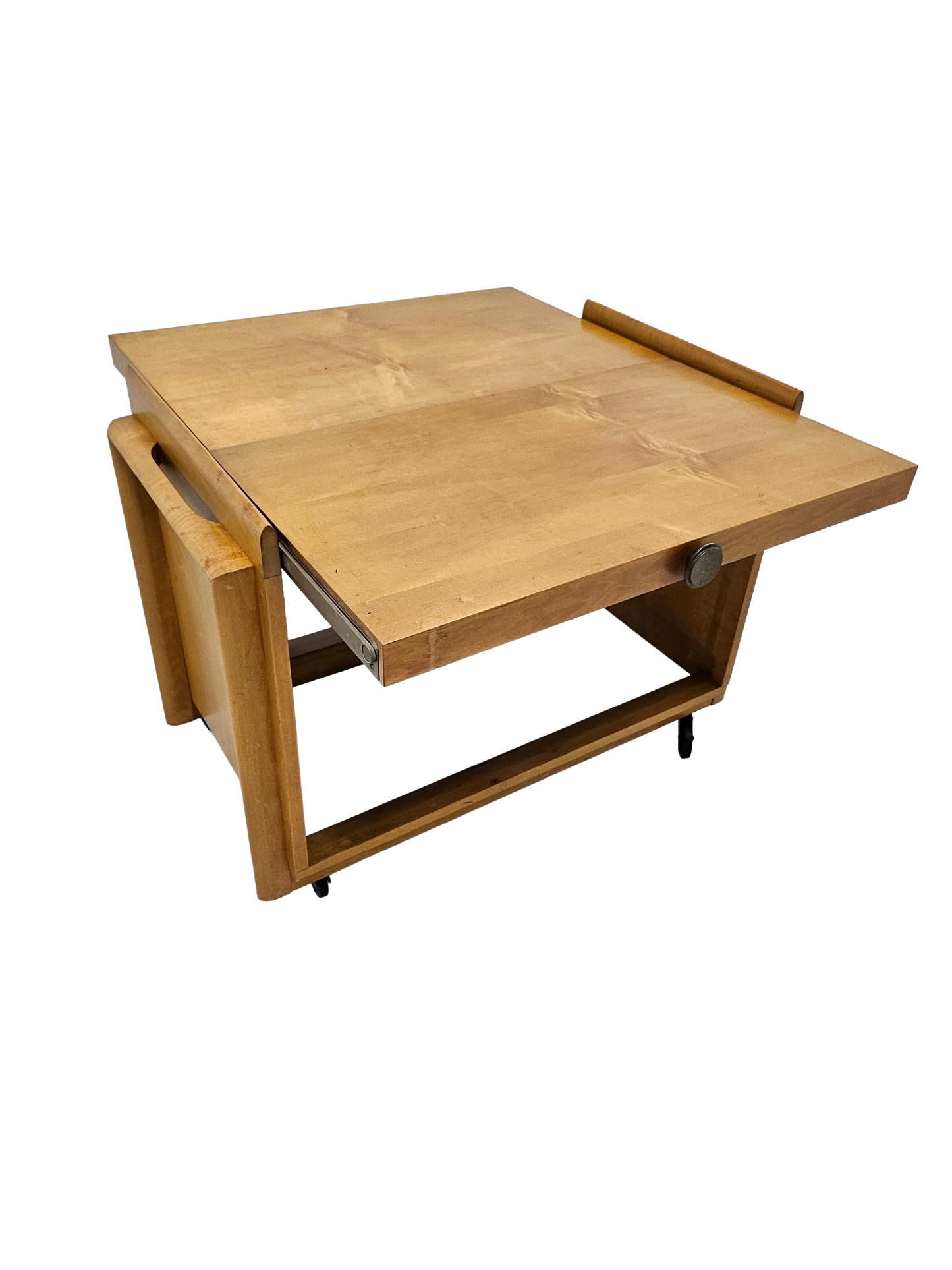 Mid-Century Modern Expandable Bar Cart Attributed to John Keal for Brown Saltman, Maple, 1950s