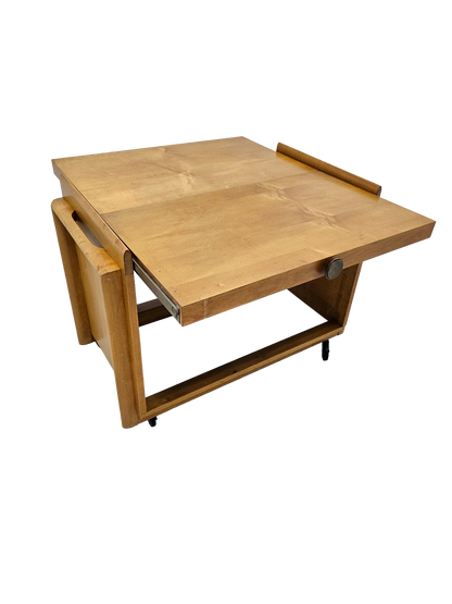Mid-Century Modern Expandable Bar Cart Attributed to John Keal for Brown Saltman, Maple, 1950s