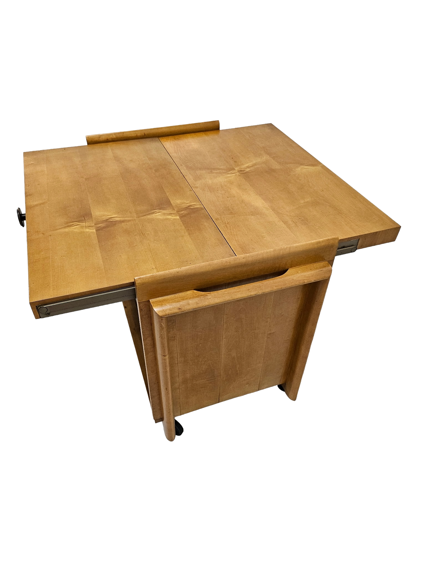 Mid-Century Modern Expandable Bar Cart Attributed to John Keal for Brown Saltman, Maple, 1950s