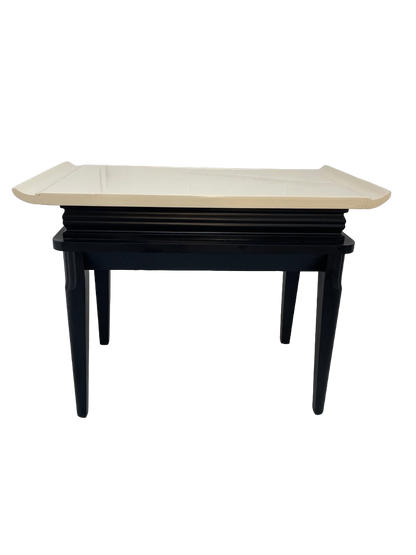 1970s Retro Asian-Style Coffee Table & End Tables Set – Black & Cream Lacquer