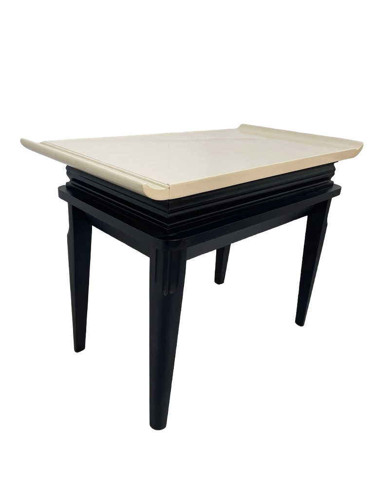 1970s Retro Asian-Style Coffee Table & End Tables Set – Black & Cream Lacquer