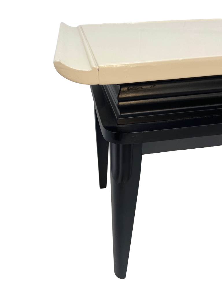 1970s Retro Asian-Style Coffee Table & End Tables Set – Black & Cream Lacquer