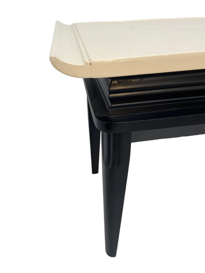 1970s Retro Asian-Style Coffee Table & End Tables Set – Black & Cream Lacquer