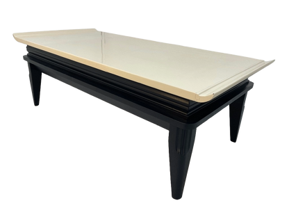 1970s Retro Asian-Style Coffee Table & End Tables Set – Black & Cream Lacquer