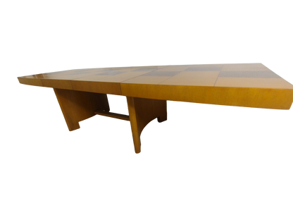 Sculptural Mid-Century Blonde Mahogany Dining Table by Herman Miller With Burlwood Patchwork Top & Leaves, 1940s
