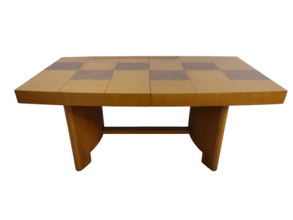 Sculptural Mid-Century Blonde Mahogany Dining Table by Herman Miller With Burlwood Patchwork Top & Leaves, 1940s