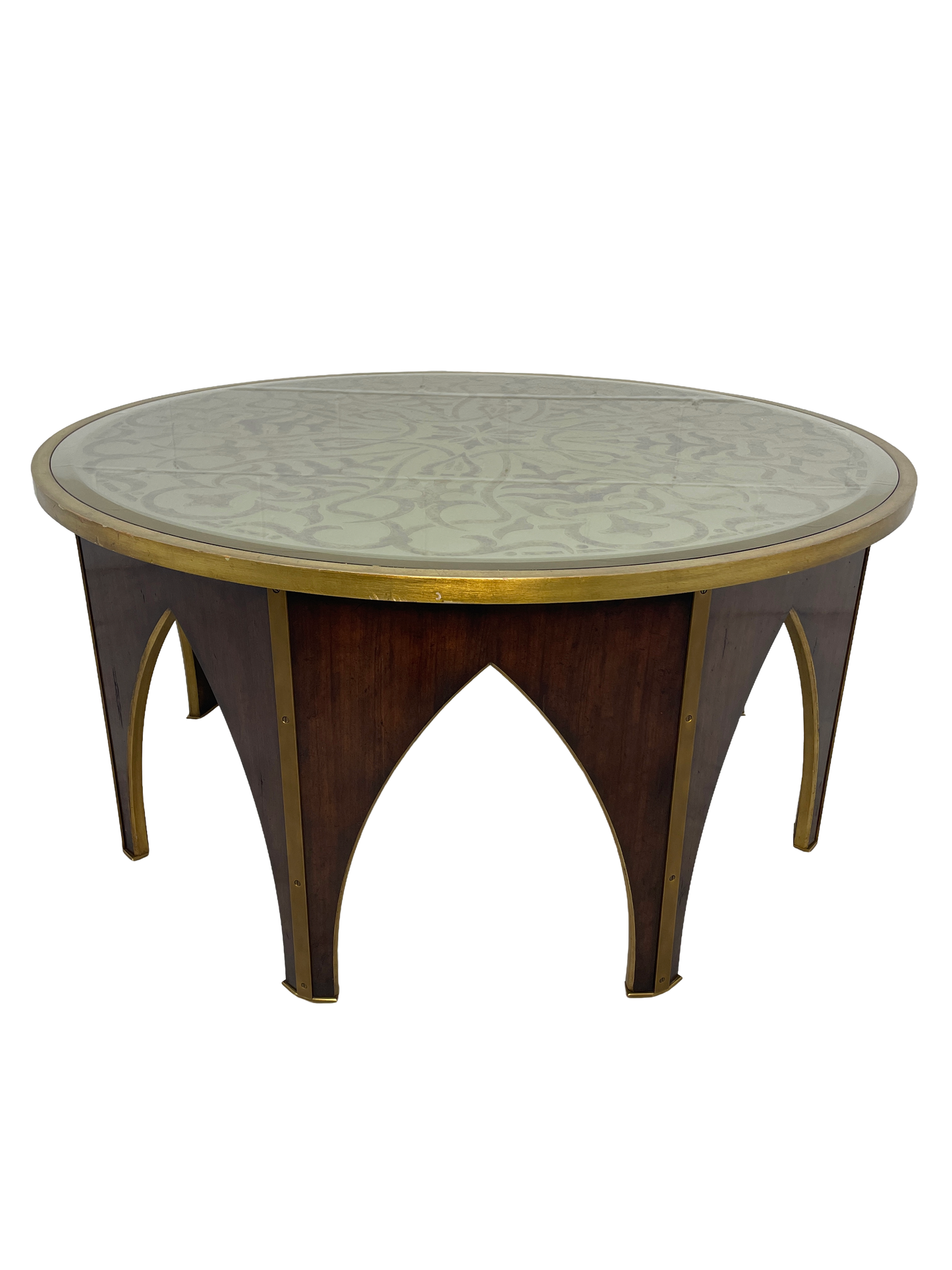 Maitland-Smith Postmodern Coffee Table with Gold Leaf Glass Top