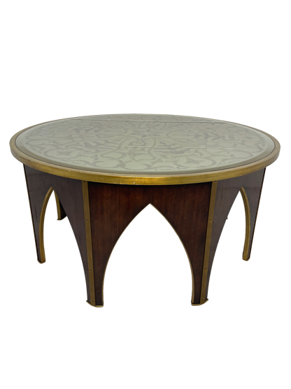 Maitland-Smith Postmodern Coffee Table with Gold Leaf Glass Top