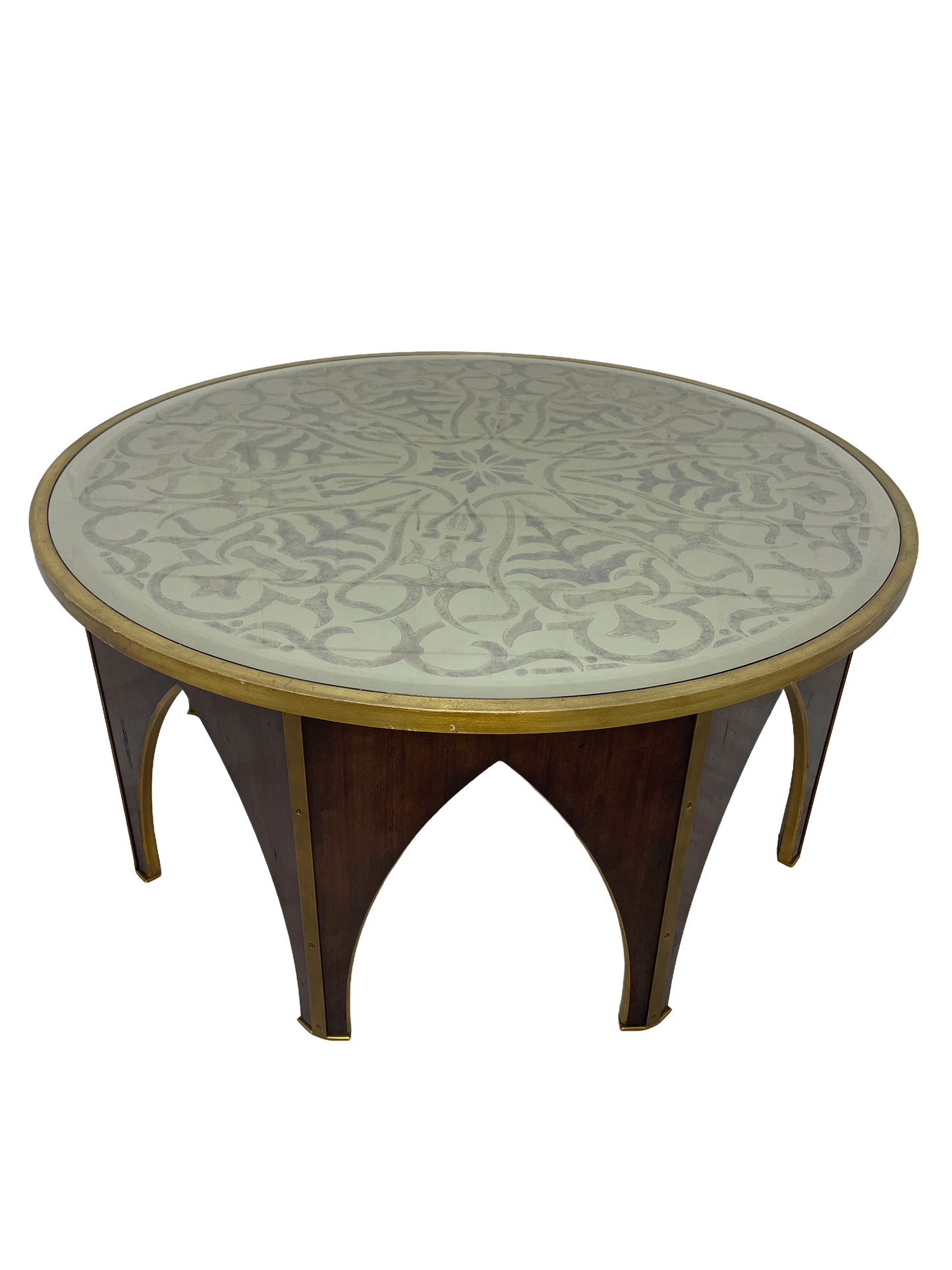 Maitland-Smith Postmodern Coffee Table with Gold Leaf Glass Top