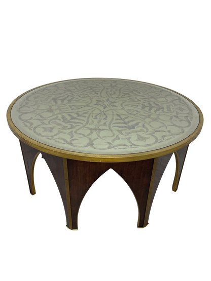 Maitland-Smith Postmodern Coffee Table with Gold Leaf Glass Top