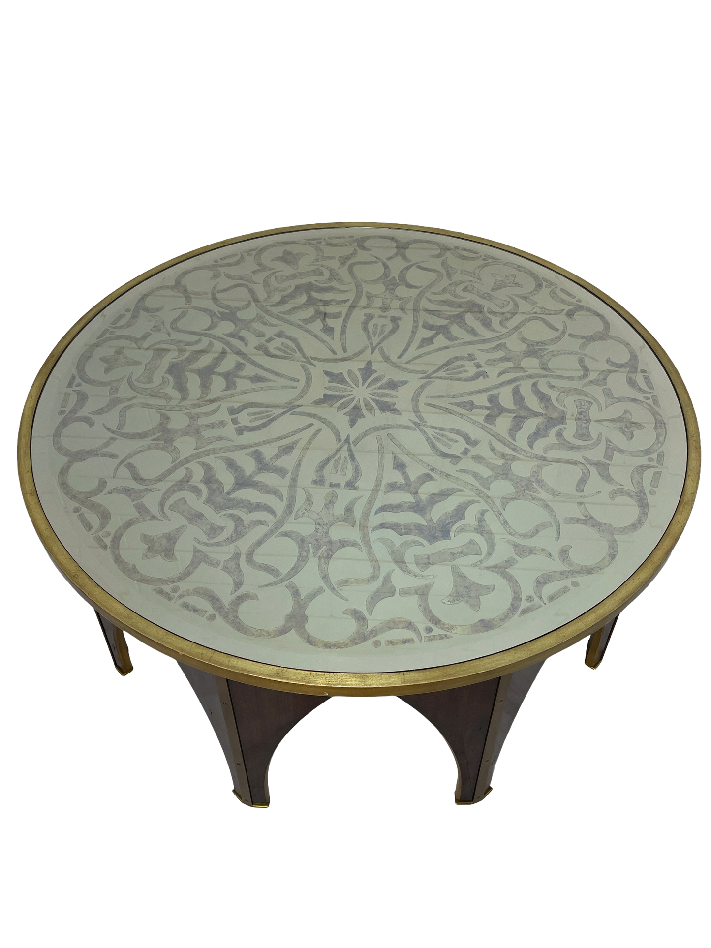Maitland-Smith Postmodern Coffee Table with Gold Leaf Glass Top