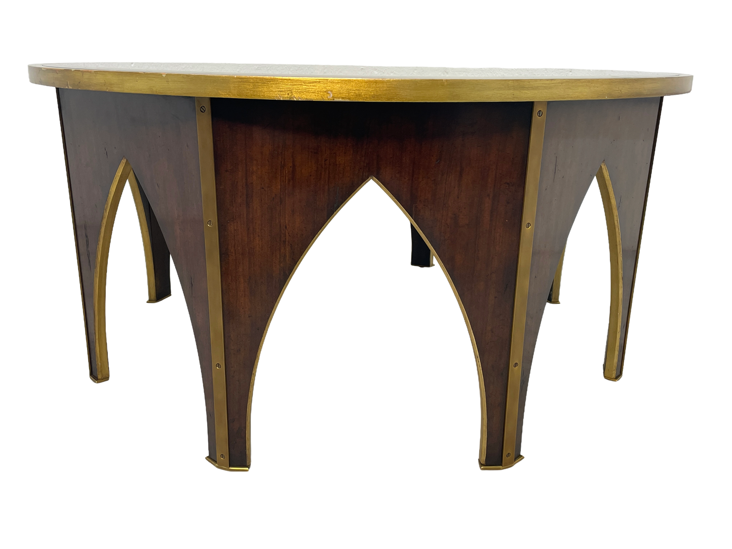 Maitland-Smith Postmodern Coffee Table with Gold Leaf Glass Top