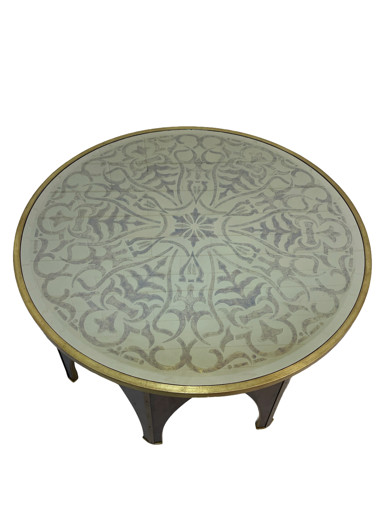 Maitland-Smith Postmodern Coffee Table with Gold Leaf Glass Top