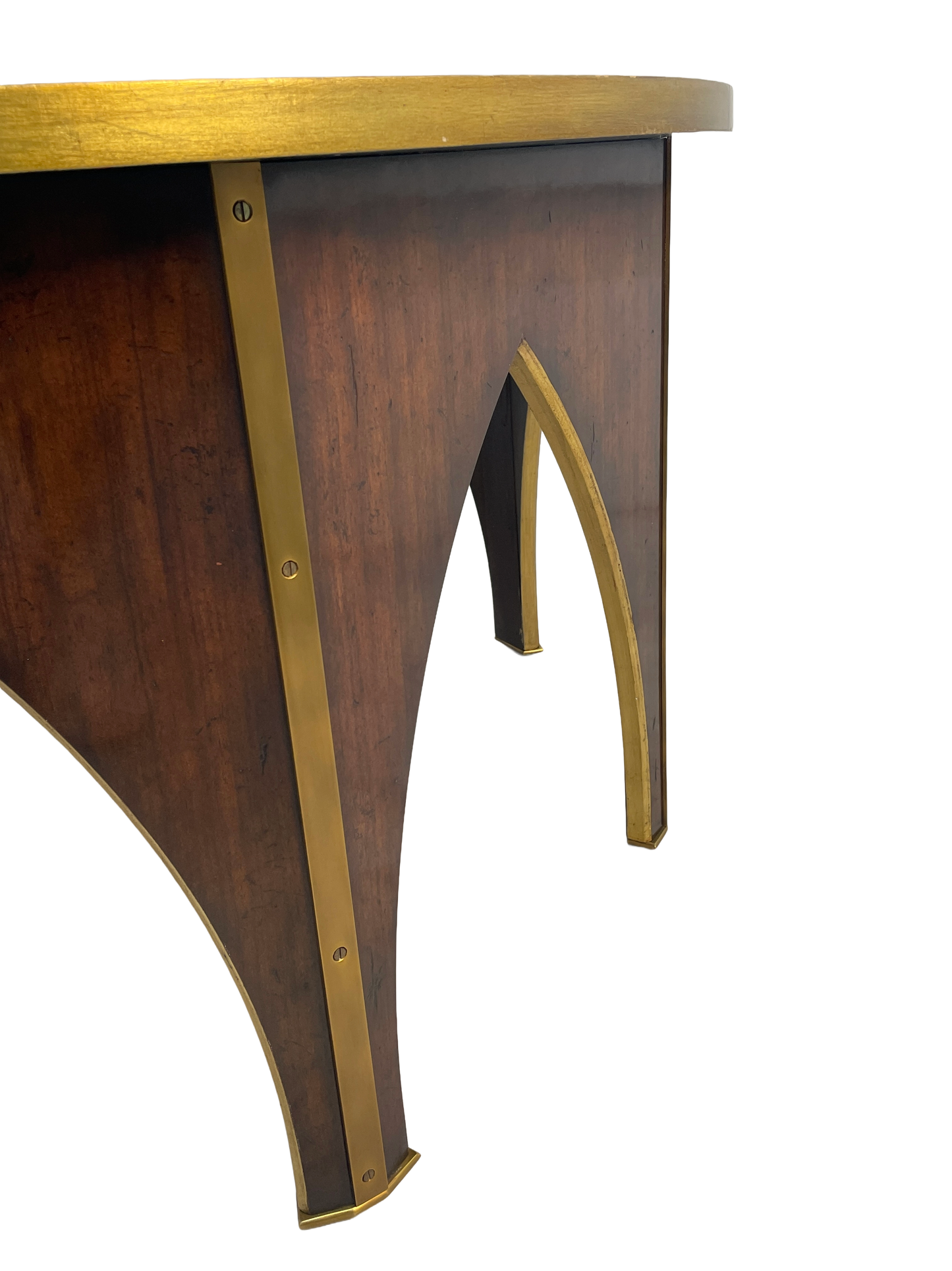 Maitland-Smith Postmodern Coffee Table with Gold Leaf Glass Top