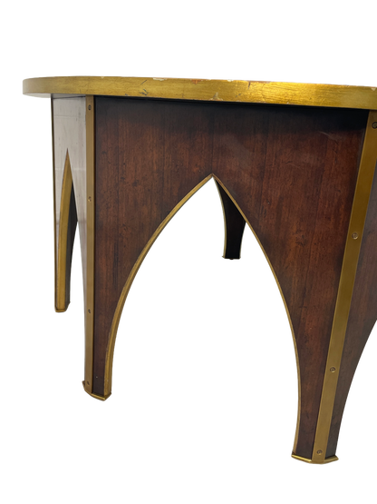 Maitland-Smith Postmodern Coffee Table with Gold Leaf Glass Top