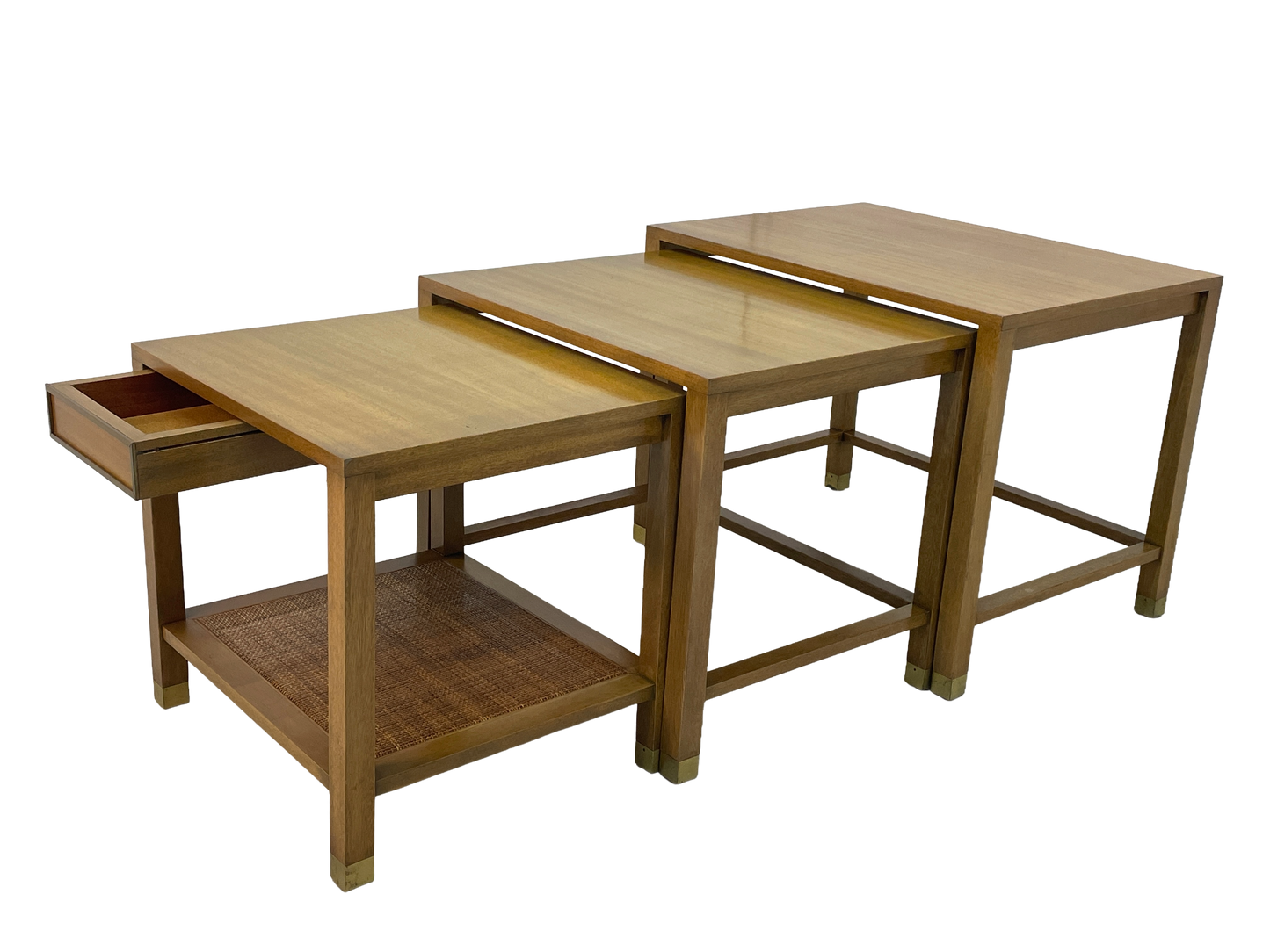 Harvey Probber Nesting Tables, Set of 3 – Blond Mahogany, 1970s