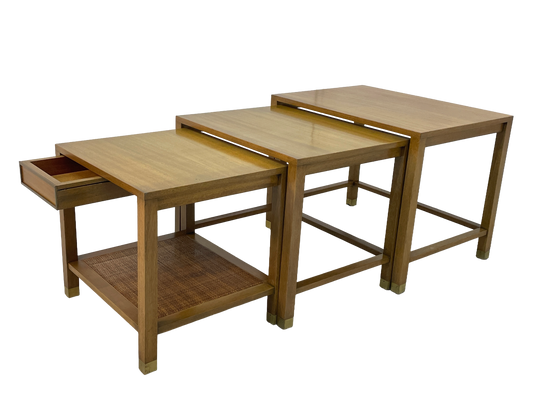 Harvey Probber Nesting Tables, Set of 3 – Blond Mahogany, 1970s