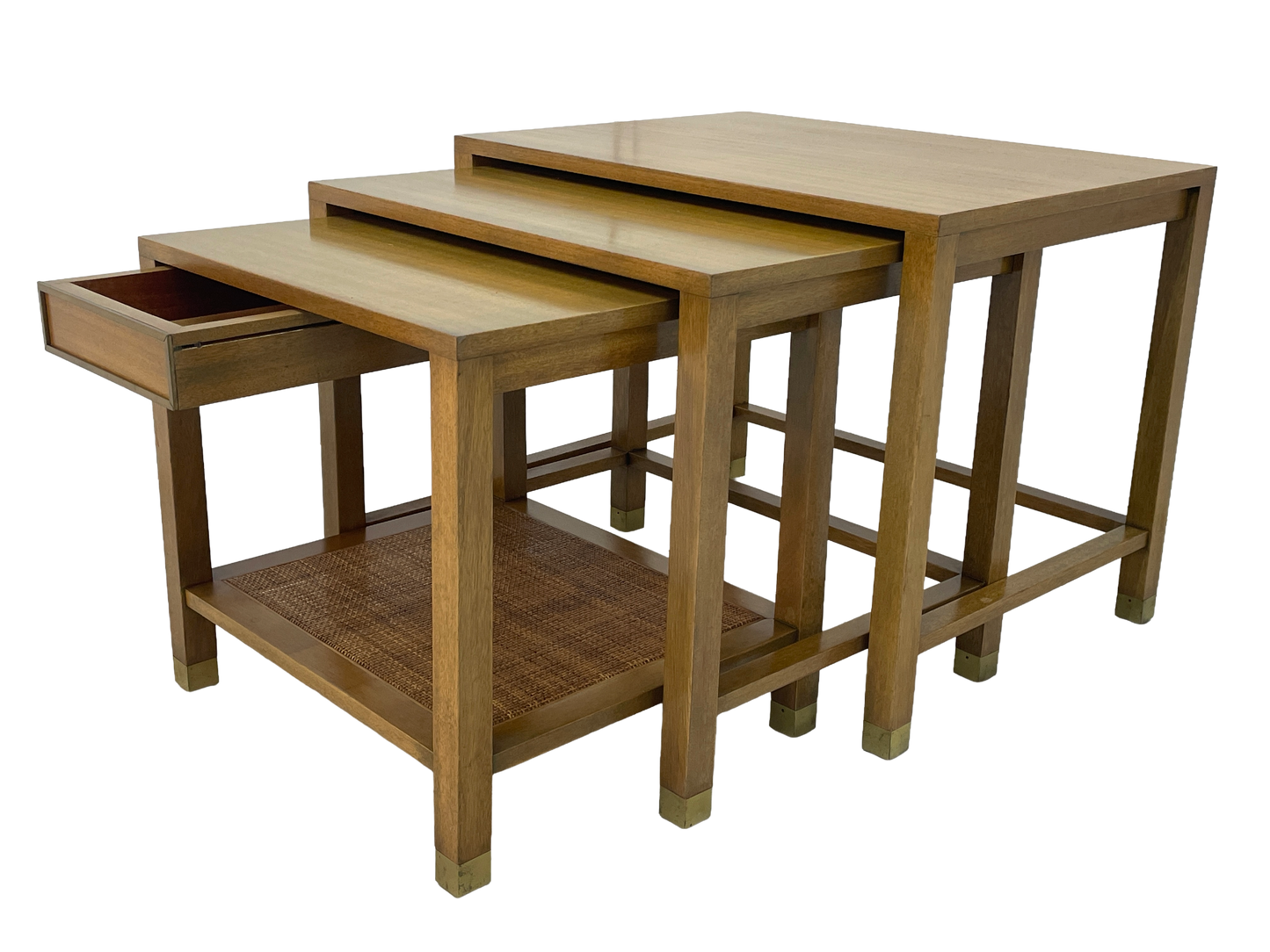 Harvey Probber Nesting Tables, Set of 3 – Blond Mahogany, 1970s