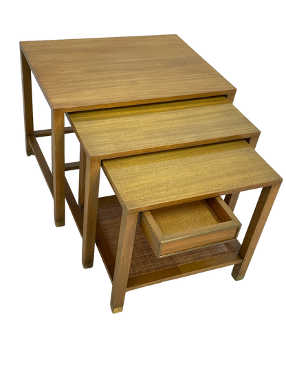 Harvey Probber Nesting Tables, Set of 3 – Blond Mahogany, 1970s