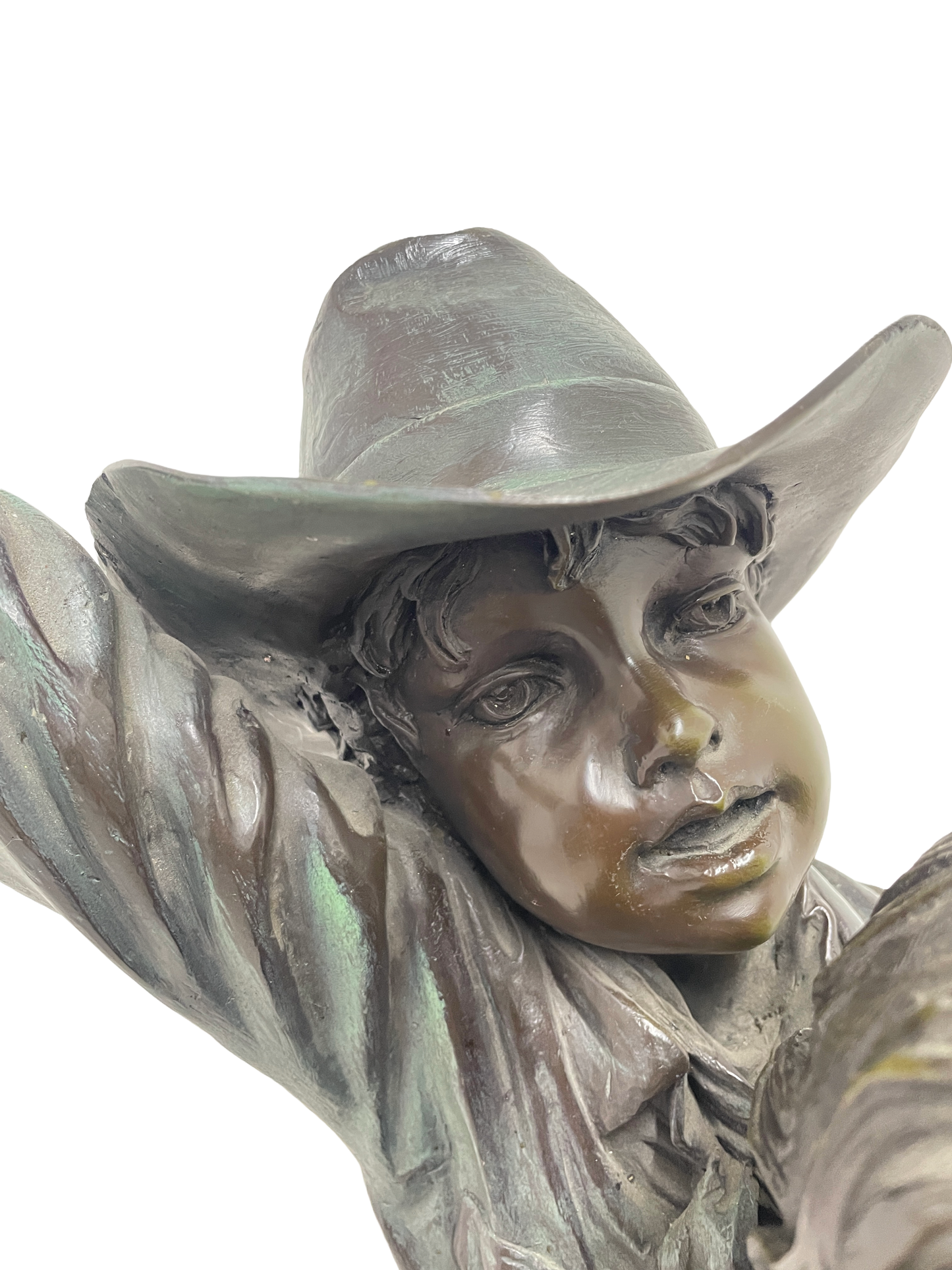 Monumental Signed Bronze Figurative Sculpture of Children by J. Davidson on Marble & Rosewood Pedestal
