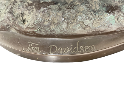 Monumental Signed Bronze Figurative Sculpture of Children by J. Davidson on Marble & Rosewood Pedestal