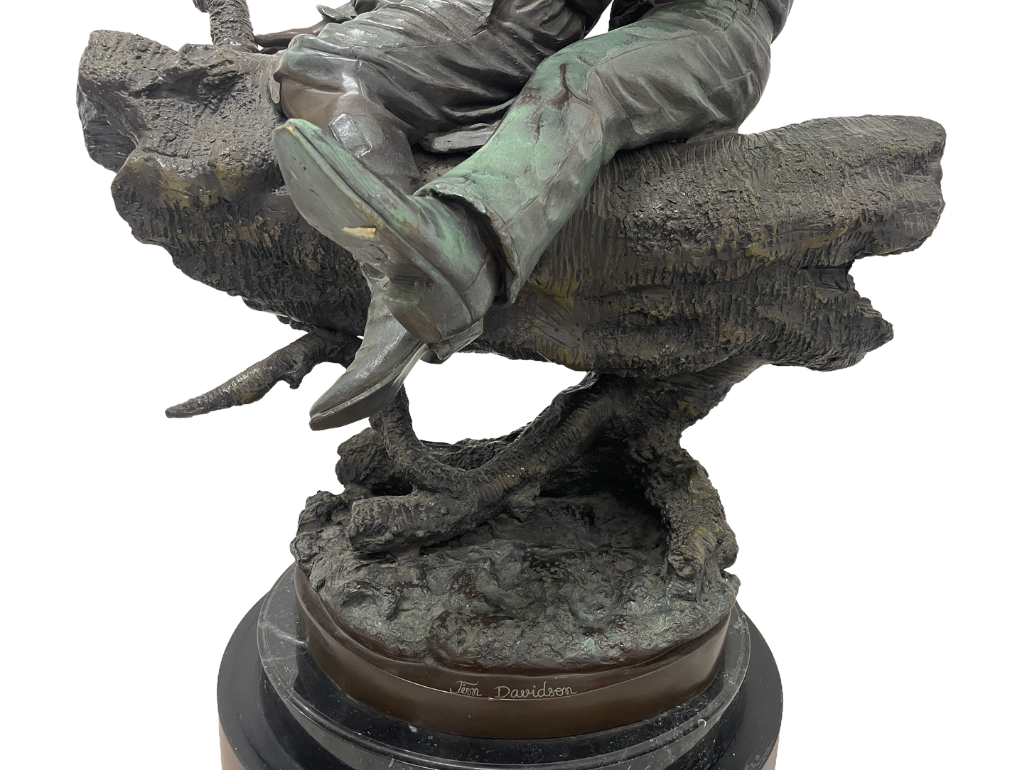 Monumental Signed Bronze Figurative Sculpture of Children by J. Davidson on Marble & Rosewood Pedestal