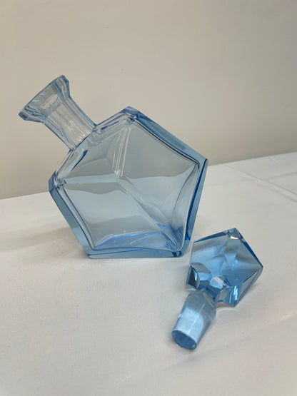 Pair of Vintage Blue Crystal Decanters, 1970s