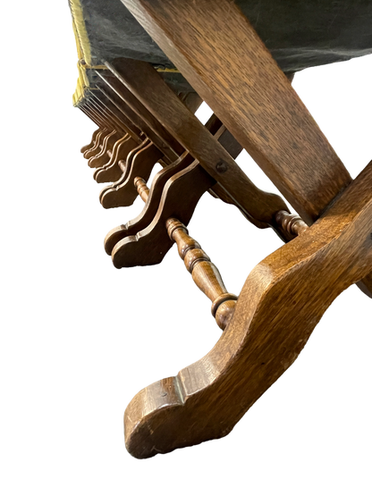 Set of 6 Spanish Revival Mahogany Dining Chairs with Yellow Velvet Upholstery, 1970s