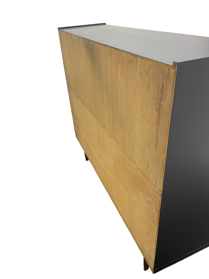 Mid-Century Modern Walnut Storage Cabinet / Credenza With Black Frame, 1950s