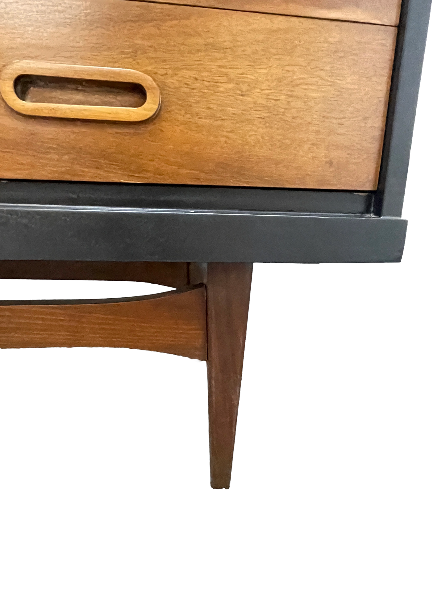 Mid-Century Modern Walnut Storage Cabinet / Credenza With Black Frame, 1950s
