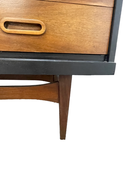 Mid-Century Modern Walnut Storage Cabinet / Credenza With Black Frame, 1950s