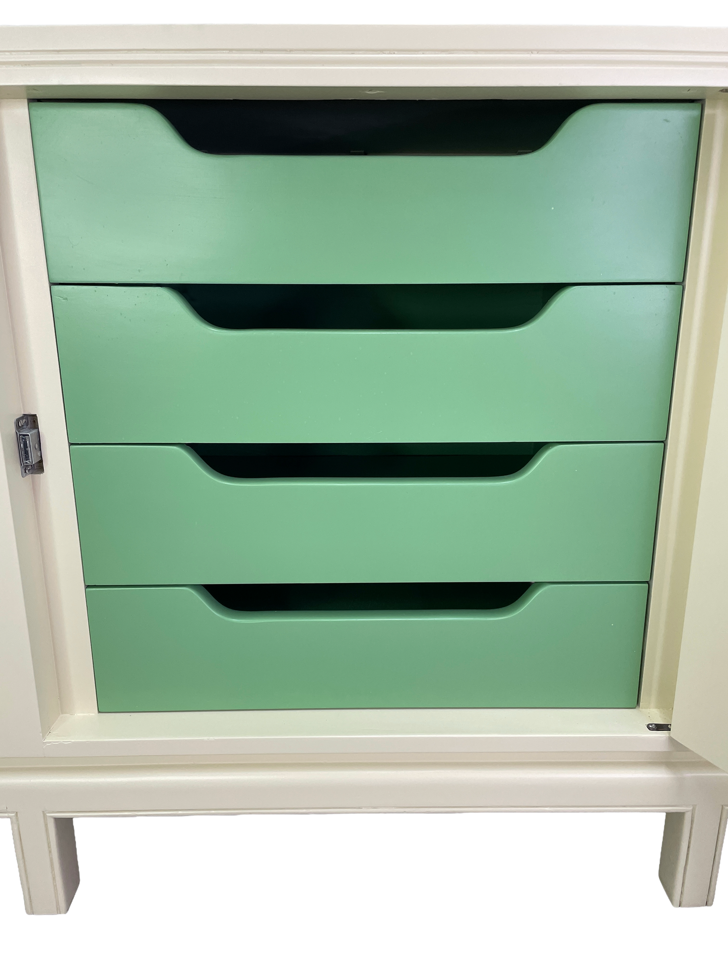 James Mont Style Lacquered Credenza in Cream & Mint Green, Hollywood Regency, 1960s (Attributed)