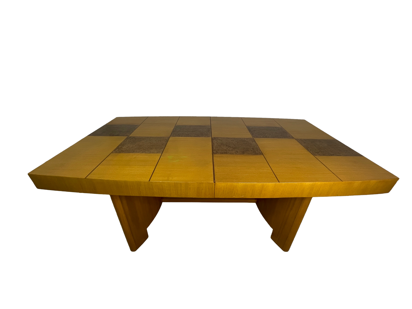 Sculptural Mid-Century Blonde Mahogany Dining Table by Herman Miller With Burlwood Patchwork Top & Leaves, 1940s