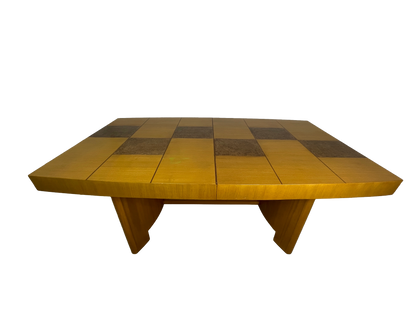 Sculptural Mid-Century Blonde Mahogany Dining Table by Herman Miller With Burlwood Patchwork Top & Leaves, 1940s